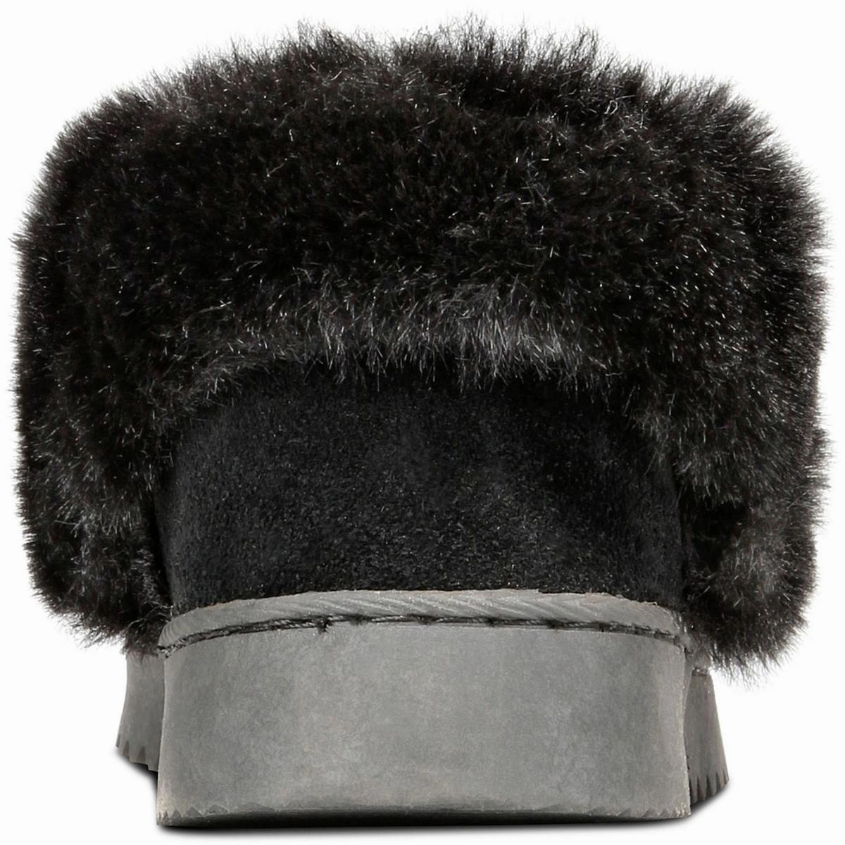 Womens Faux Fur Lined Suede Bootie Slippers