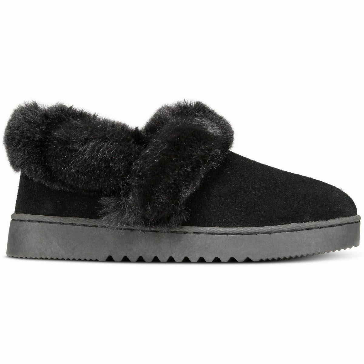 Womens Faux Fur Lined Suede Bootie Slippers