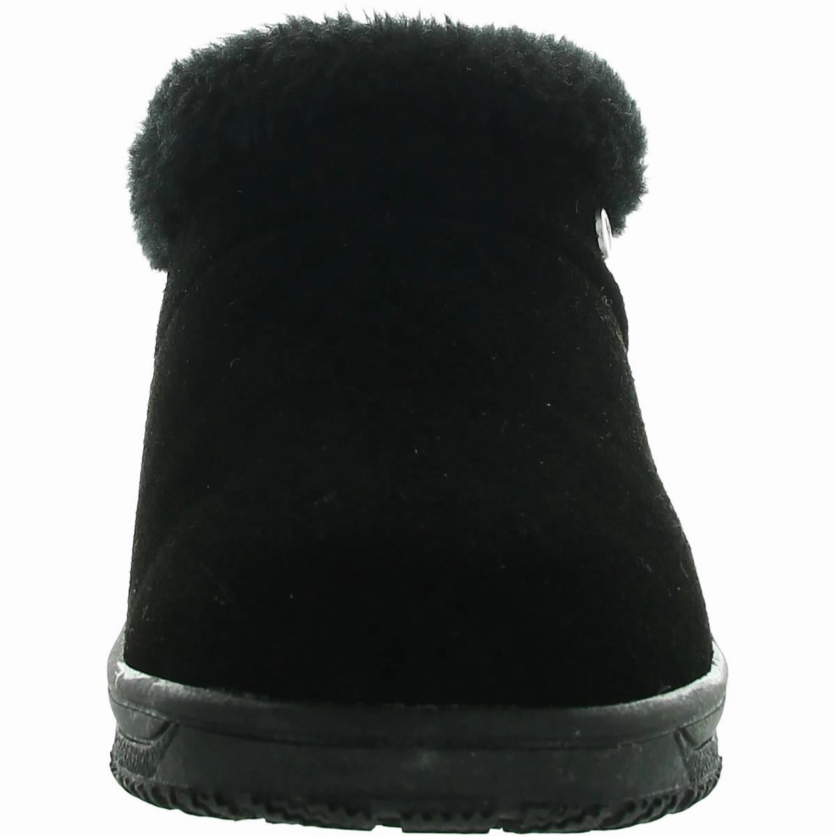 Womens Faux Fur Lined Suede Loafer Slippers