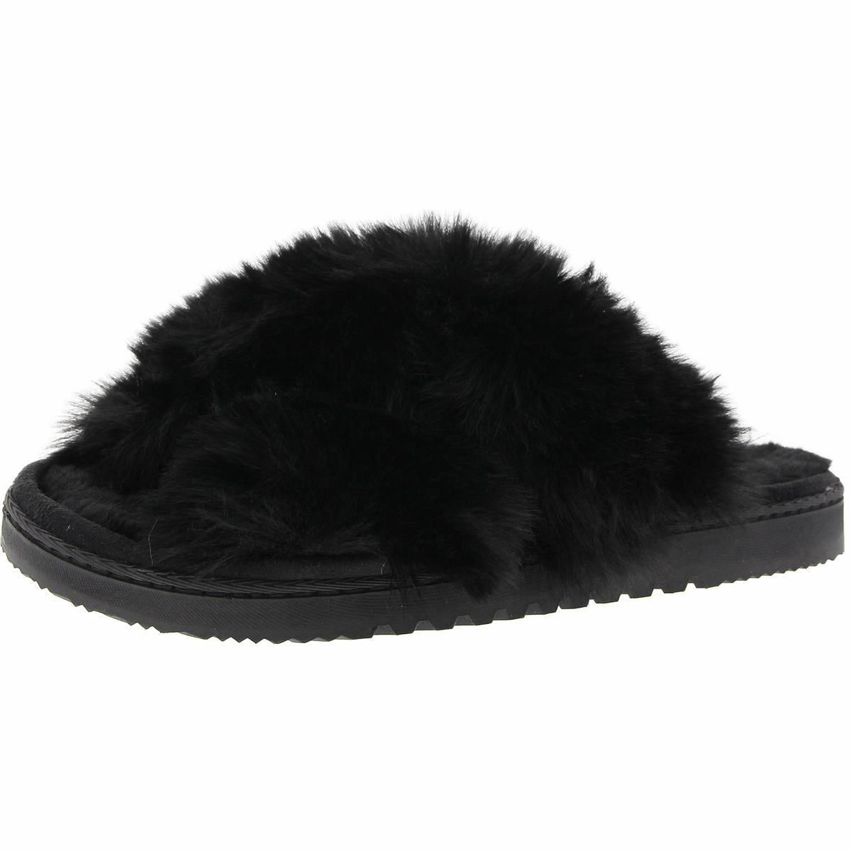 Womens Faux Fur Slide Sandals