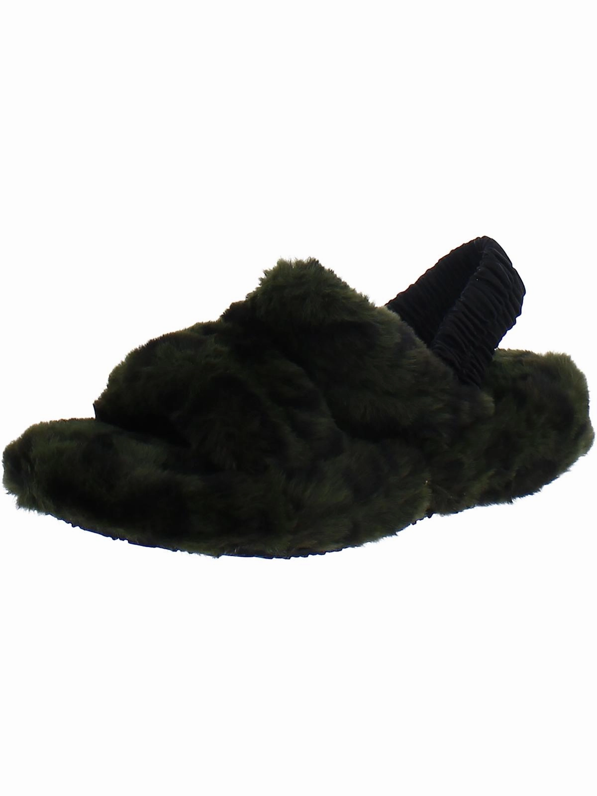Womens Faux Fur Slip On Slipper Shoes