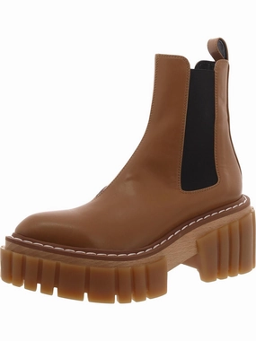 Womens Faux Leather Block Heel Chelsea Boots Womens Winter Boots promo deal