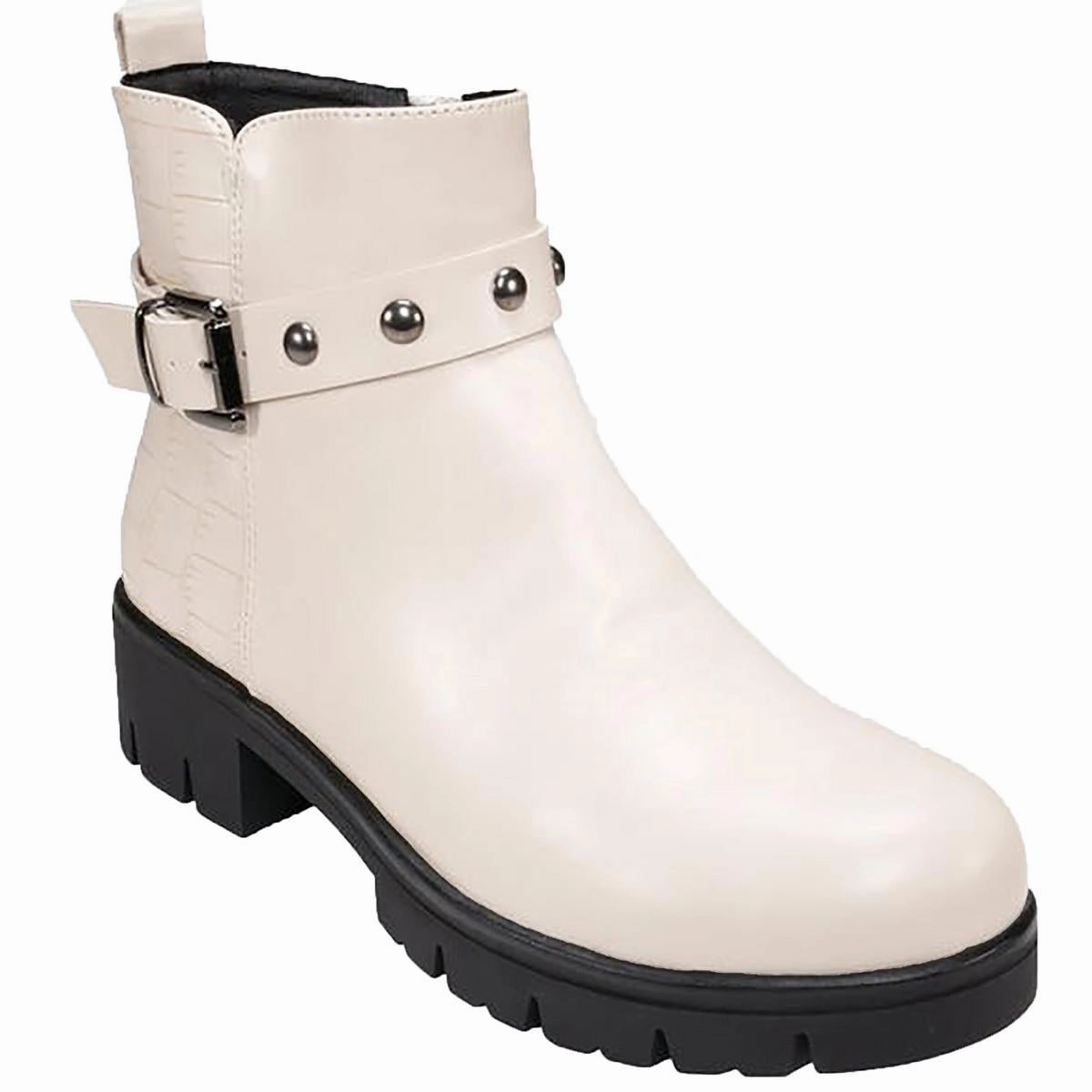 Womens Faux Leather Studded Booties