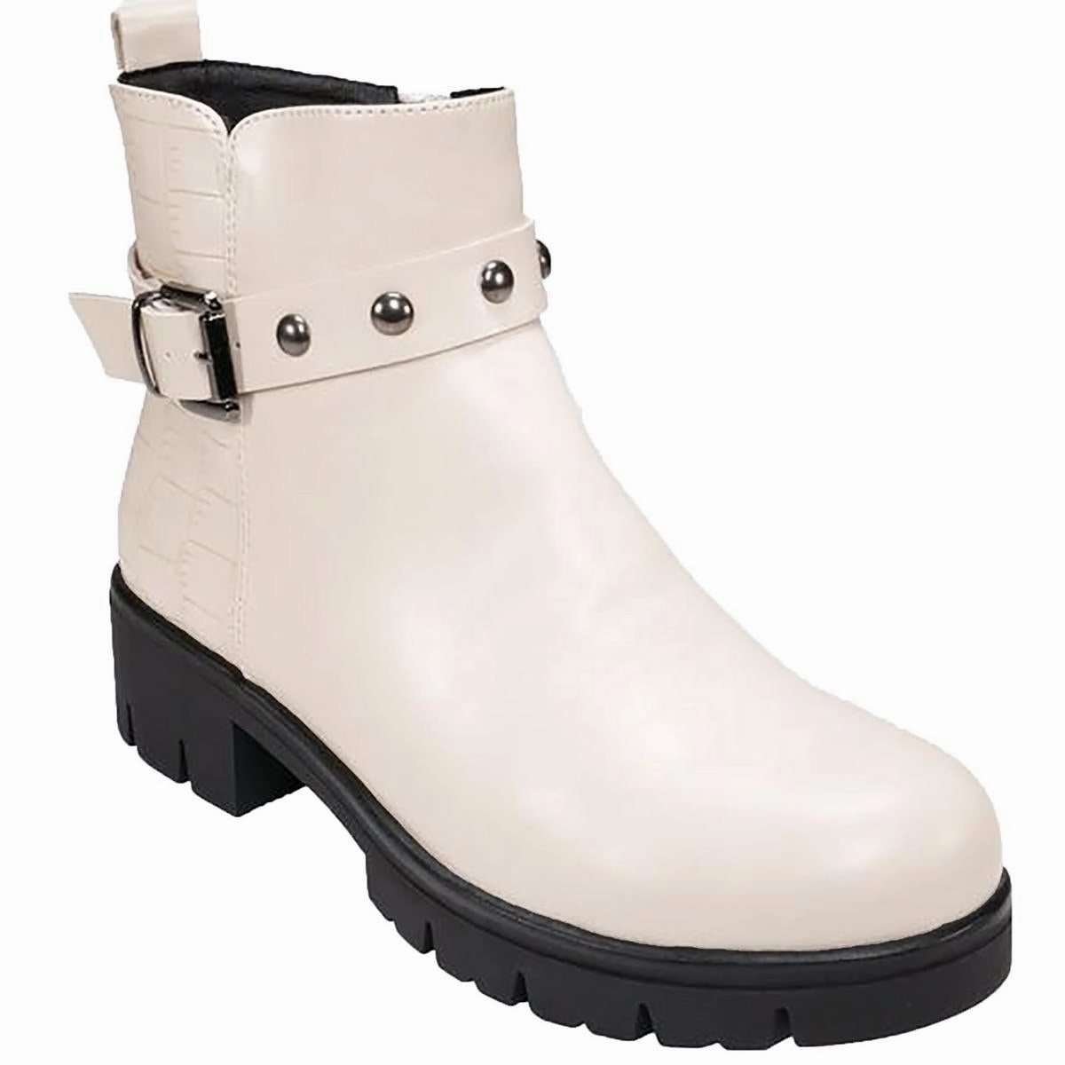 Womens Faux Leather Studded Booties