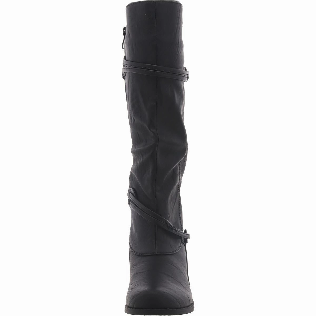 Womens Faux Leather Wide Calf Knee-High Boots