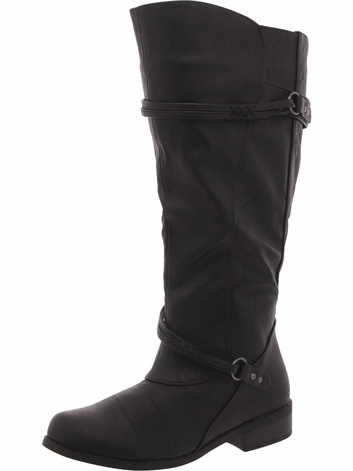 Womens Faux Leather Wide Calf Knee-High Boots Womens Winter Boots promo deal