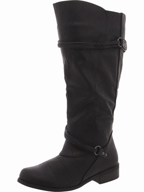 Womens Faux Leather Wide Calf Knee-High Boots Womens Winter Boots promo deal