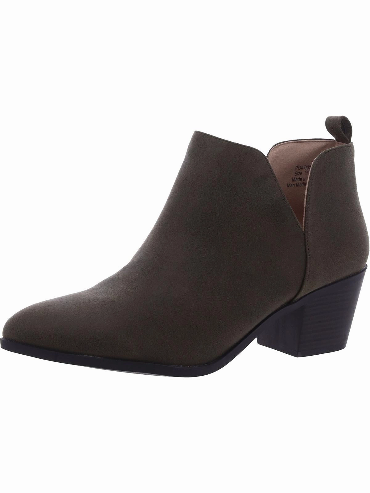 Womens Faux Suede Block Heel Ankle Boots Womens Winter Boots promo deal
