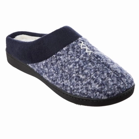 WomenS Heathered Knit Jessie Hoodback Slippers In Navy Cozy Womens Slippers discount