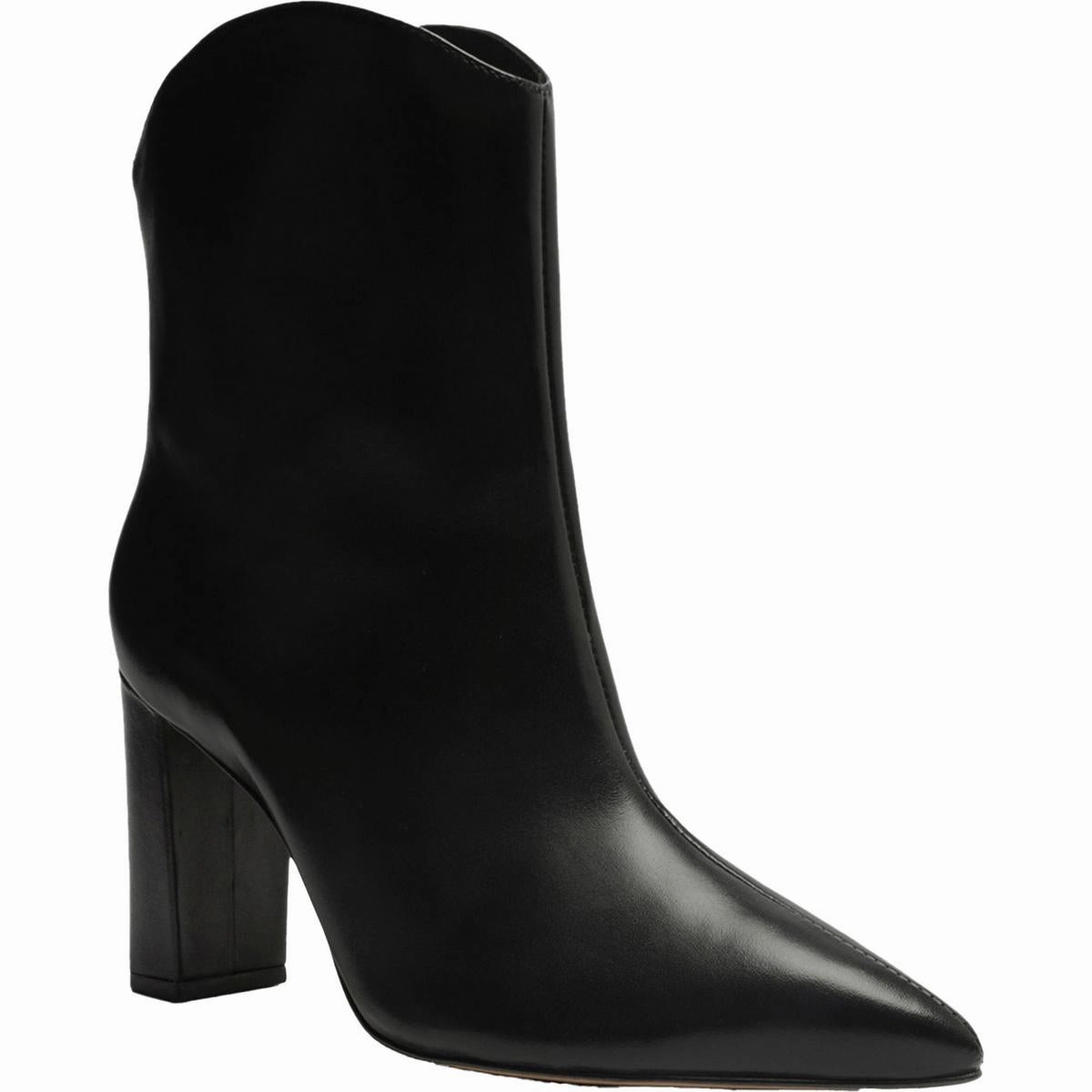 Womens Leather Almond Toe Ankle Boots