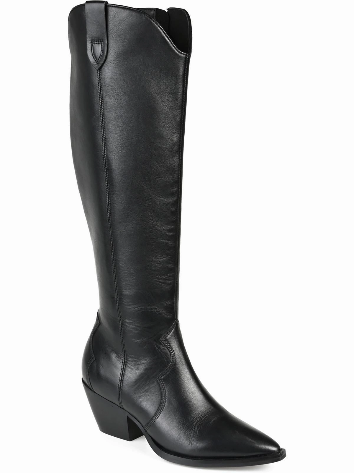 Womens Leather Block Heel Knee-High Boots High-quality Womens Boots discount