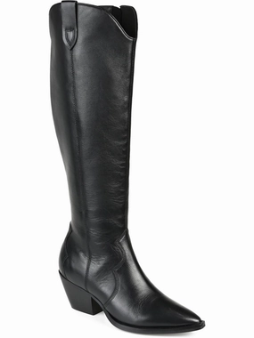 Womens Leather Block Heel Knee-High Boots High-quality Womens Boots discount