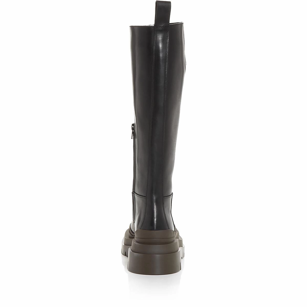 Womens Leather Round toe Knee-High Boots