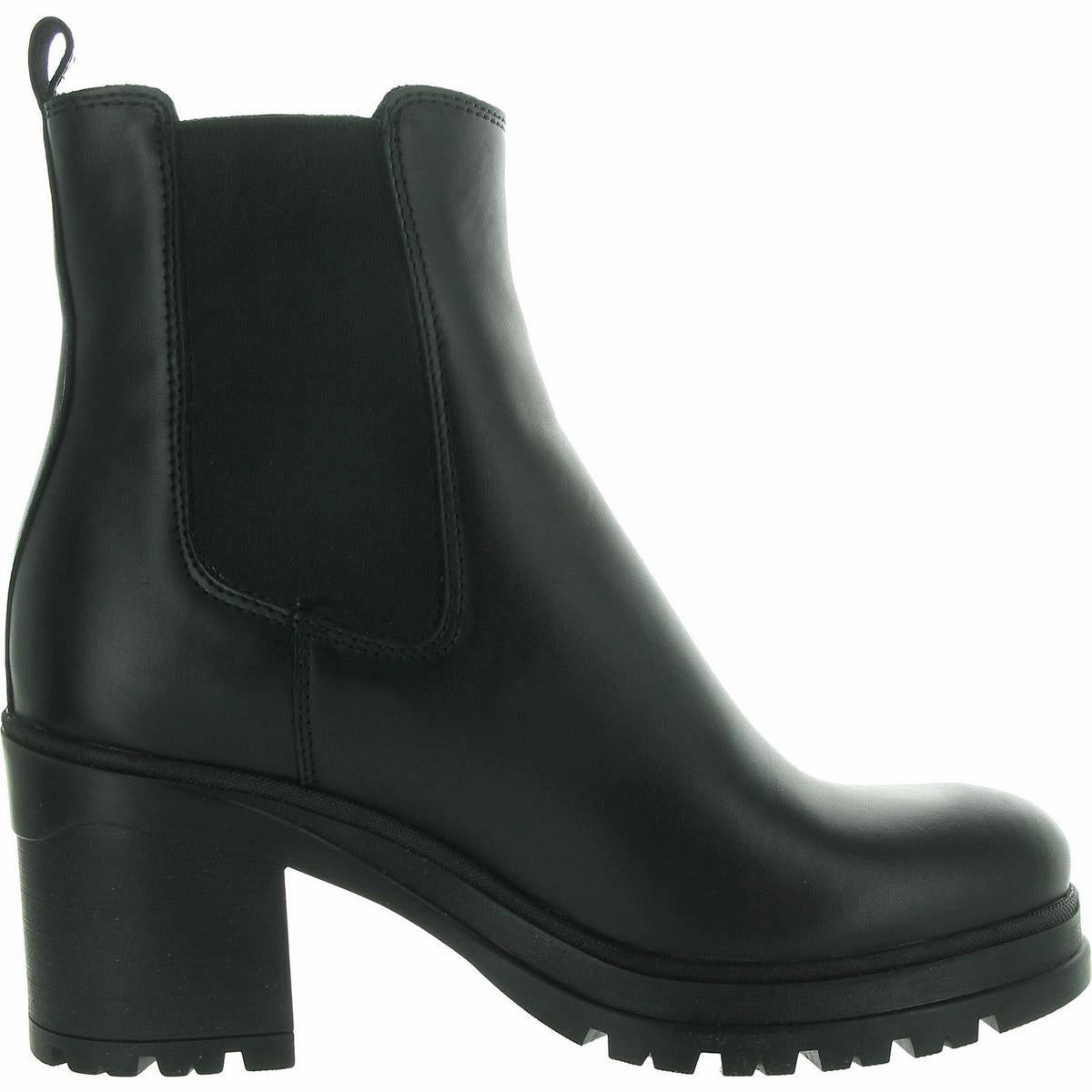 Womens Lugged Sole Faux Leather Ankle Boots
