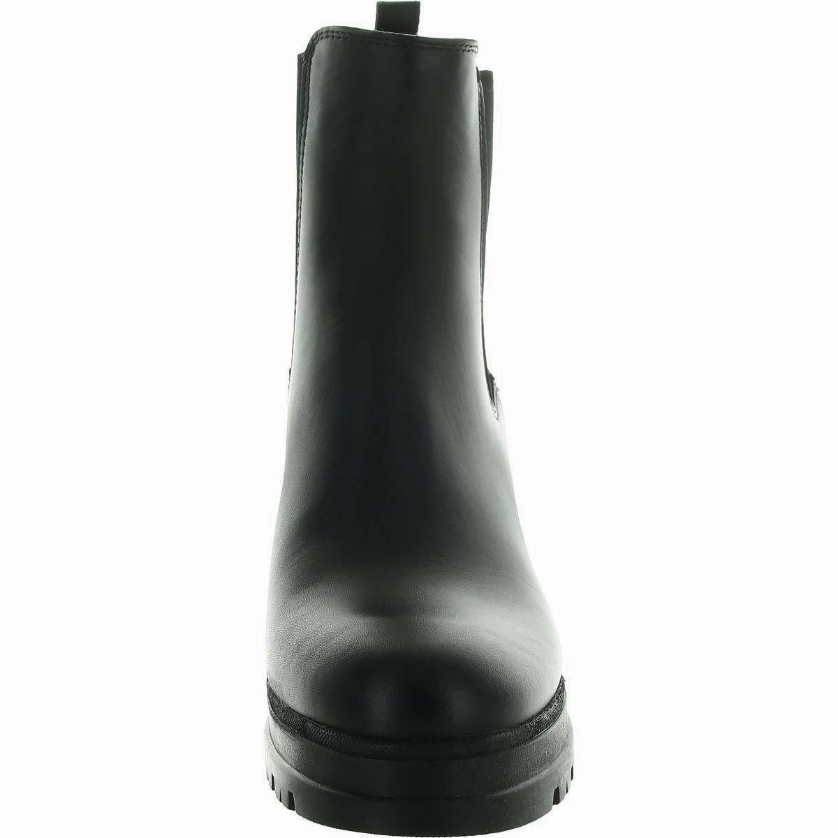 Womens Lugged Sole Faux Leather Ankle Boots