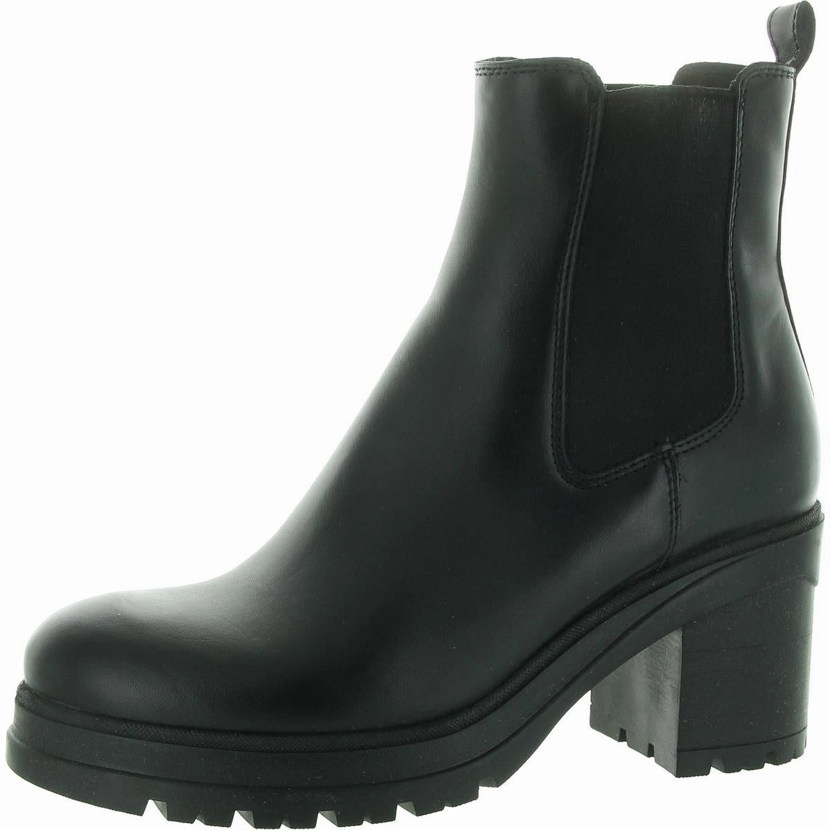 Womens Lugged Sole Faux Leather Ankle Boots
