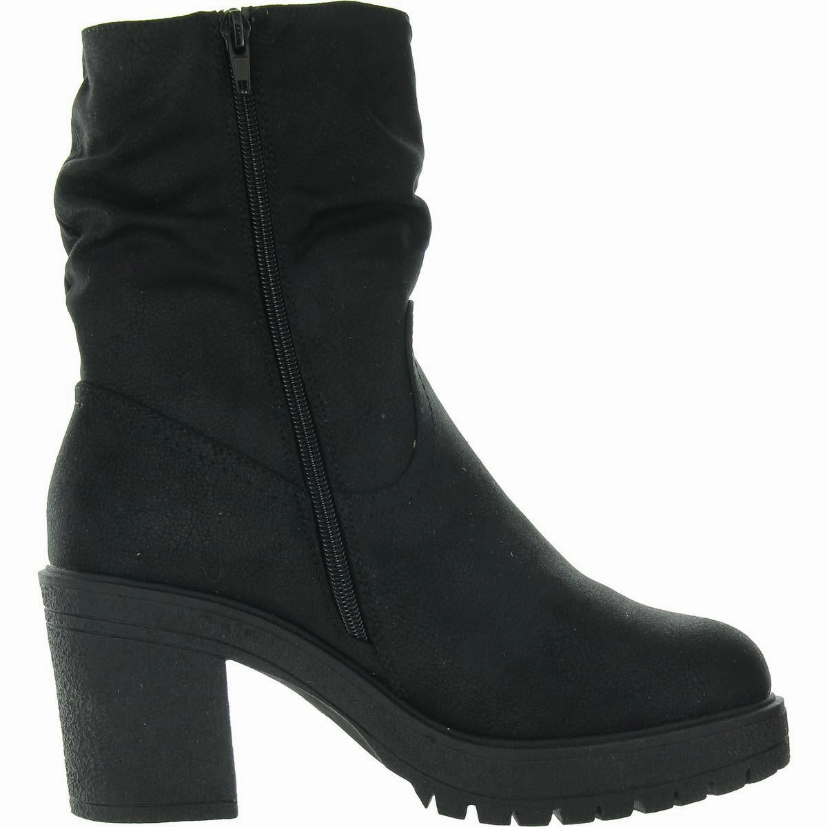 Womens Lugged Sole Faux Suede Mid-Calf Boots
