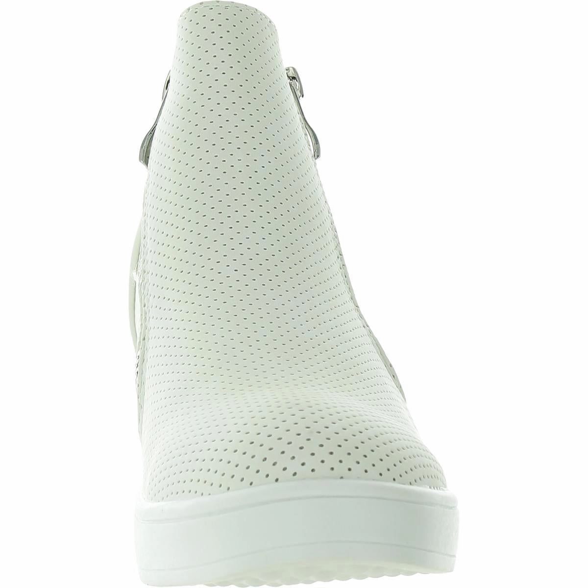 Womens Perforated Faux Leather Wedge Boots