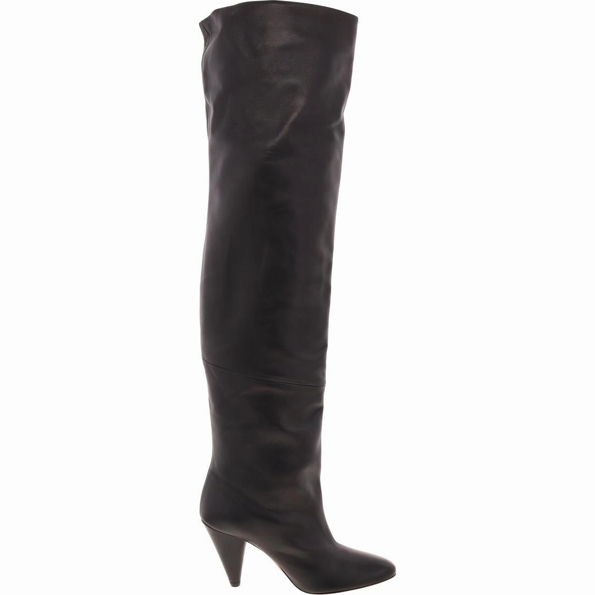 Womens Solid Leather Over-The-Knee Boots