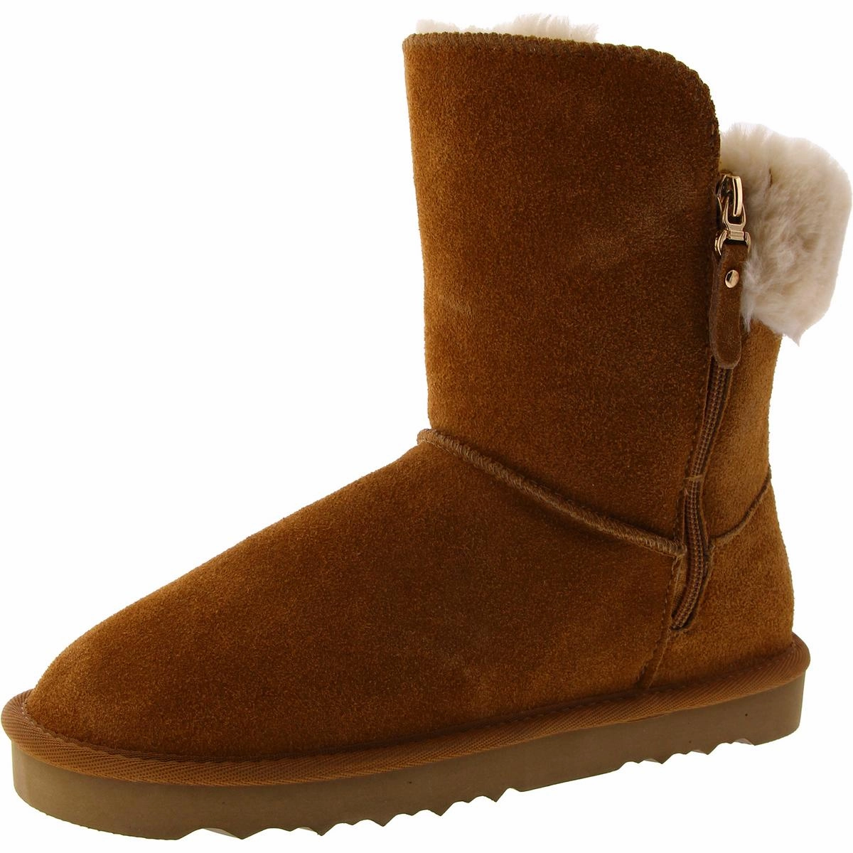 Womens Suede Cold Weather Shearling Boots Cheap Womens Boots for winter