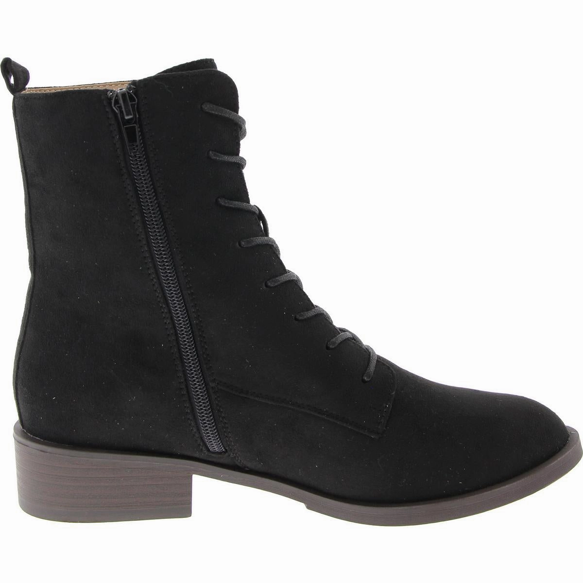 Womens Zip Up Slip On Combat & Lace-Up Boots