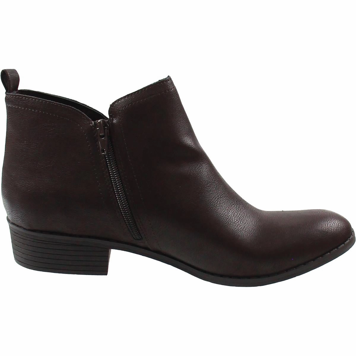 Womens Zipper Faux Leather Booties