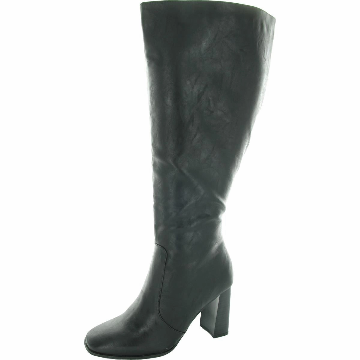 Womens Zipper Faux Leather Knee-High Boots