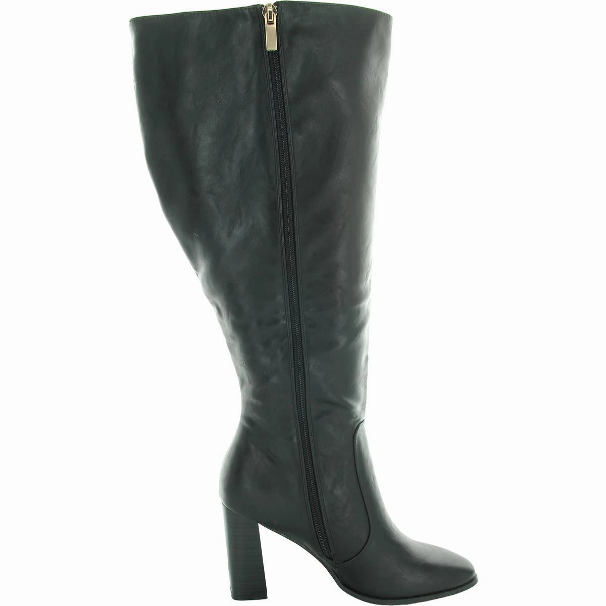 Womens Zipper Faux Leather Knee-High Boots