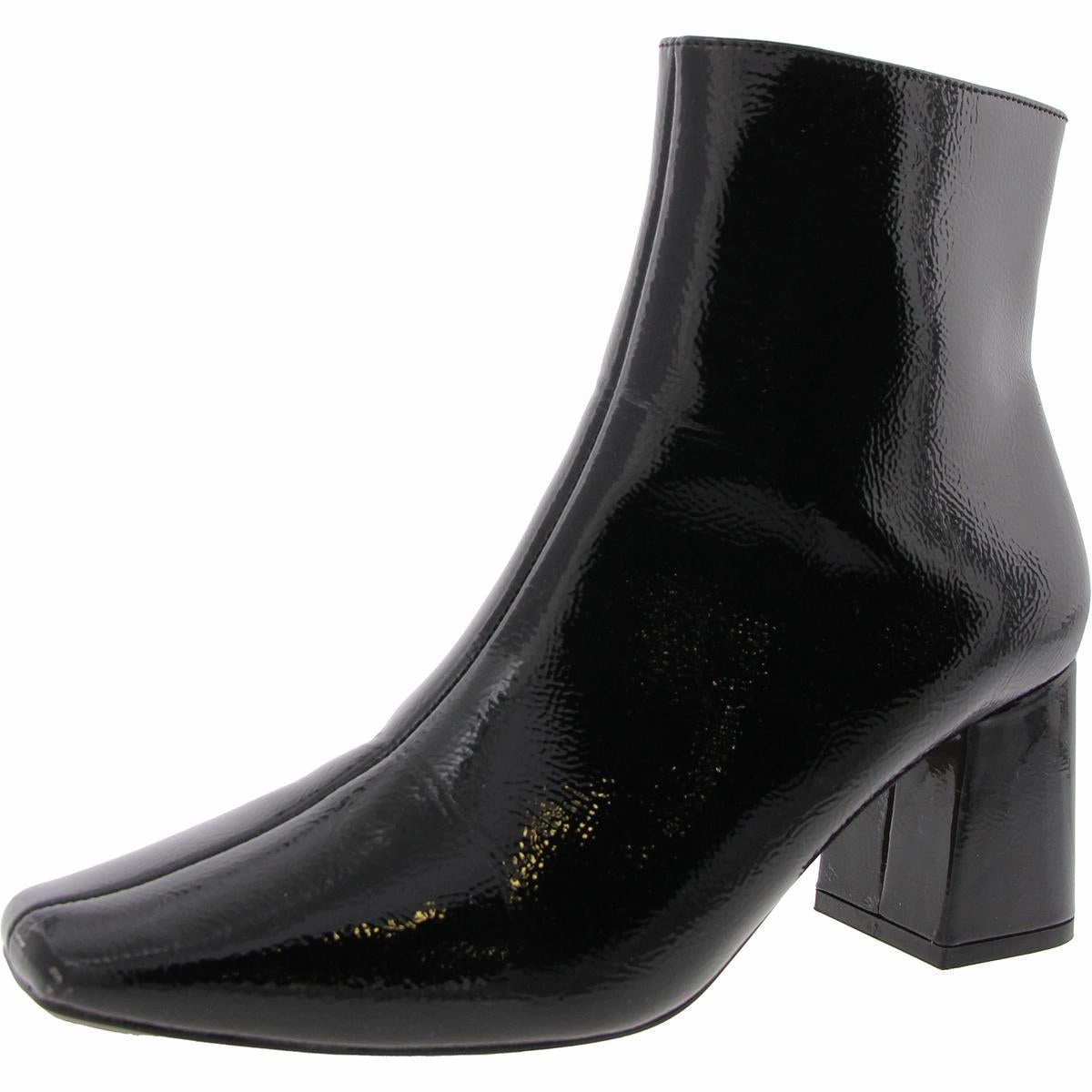 Womens Zipper Faux Leather Mid-Calf Boots
