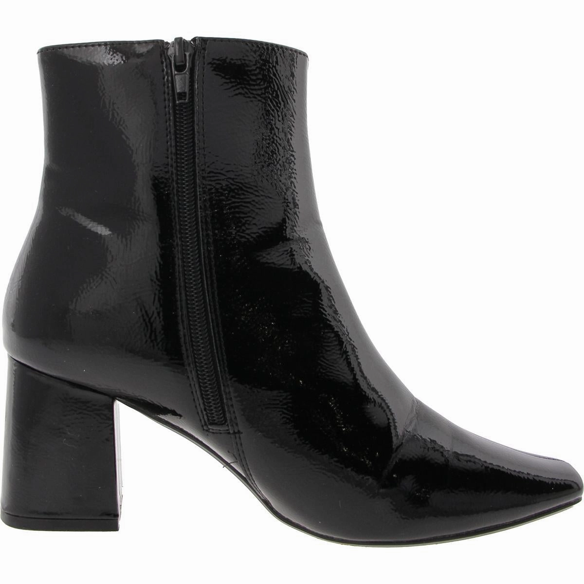 Womens Zipper Faux Leather Mid-Calf Boots