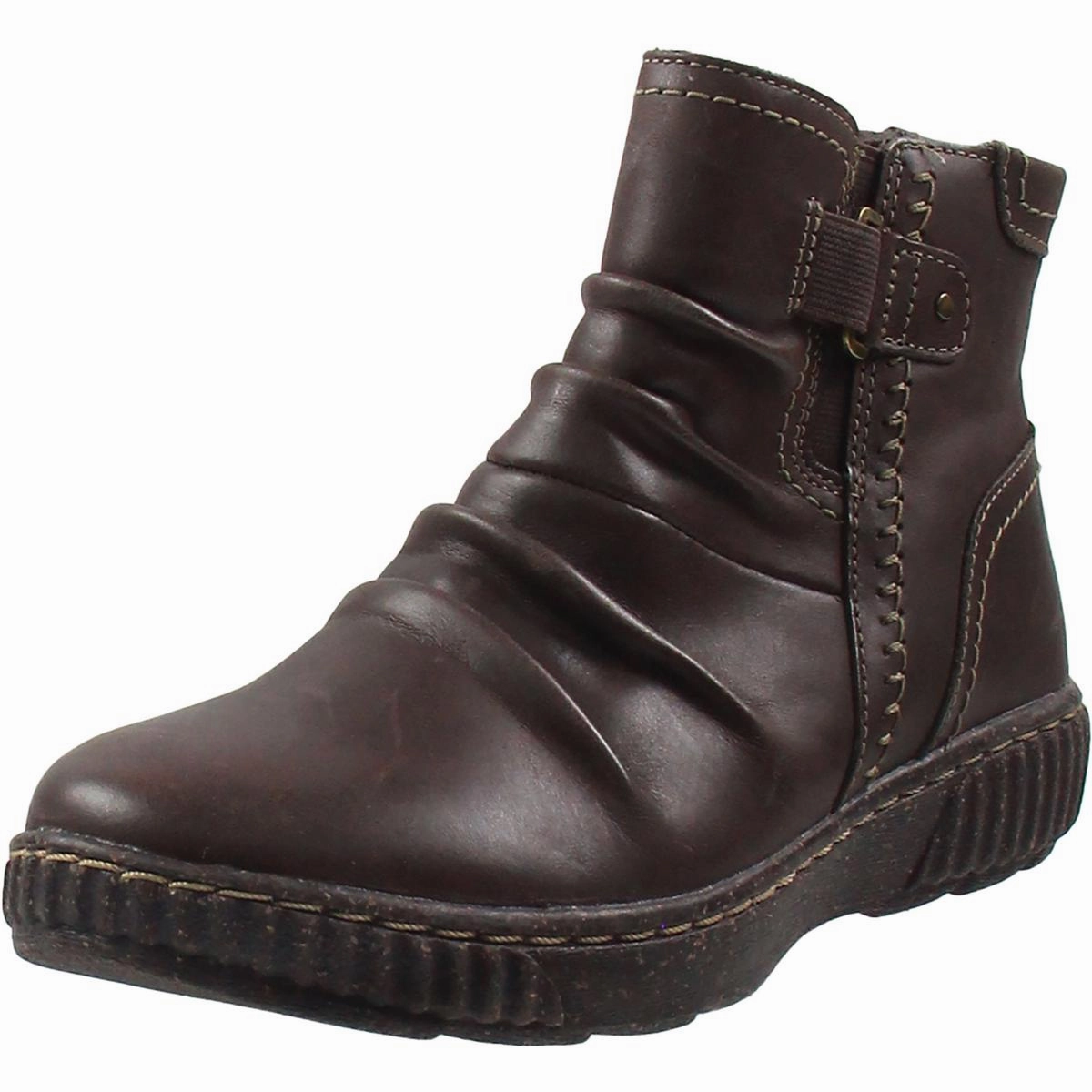 Womens Zipper Leather Ankle Boots