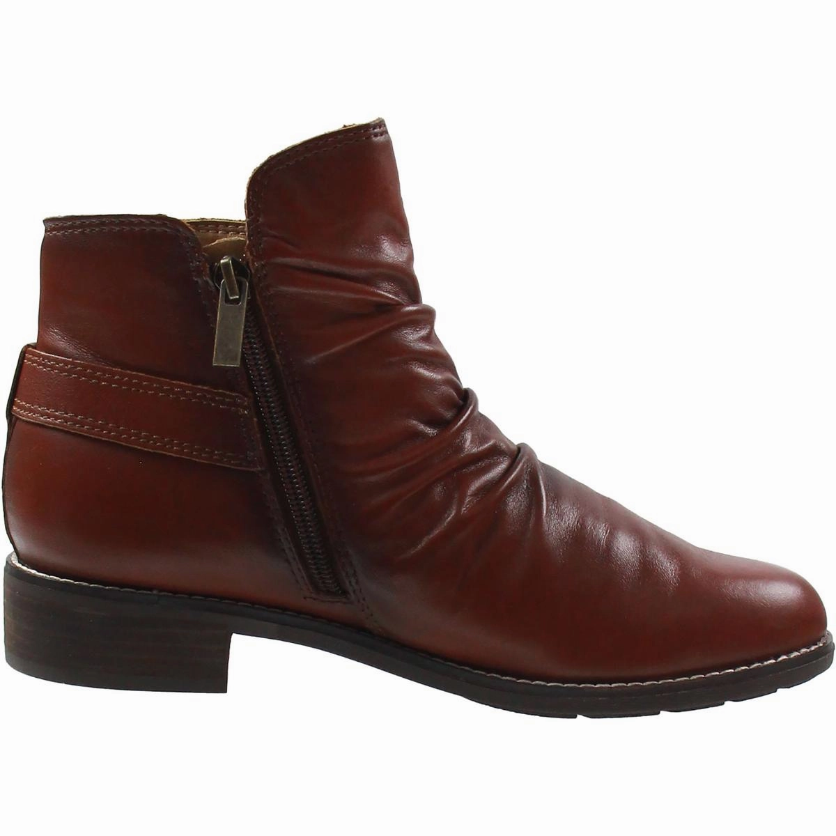 Womens Zipper Leather Ankle Boots