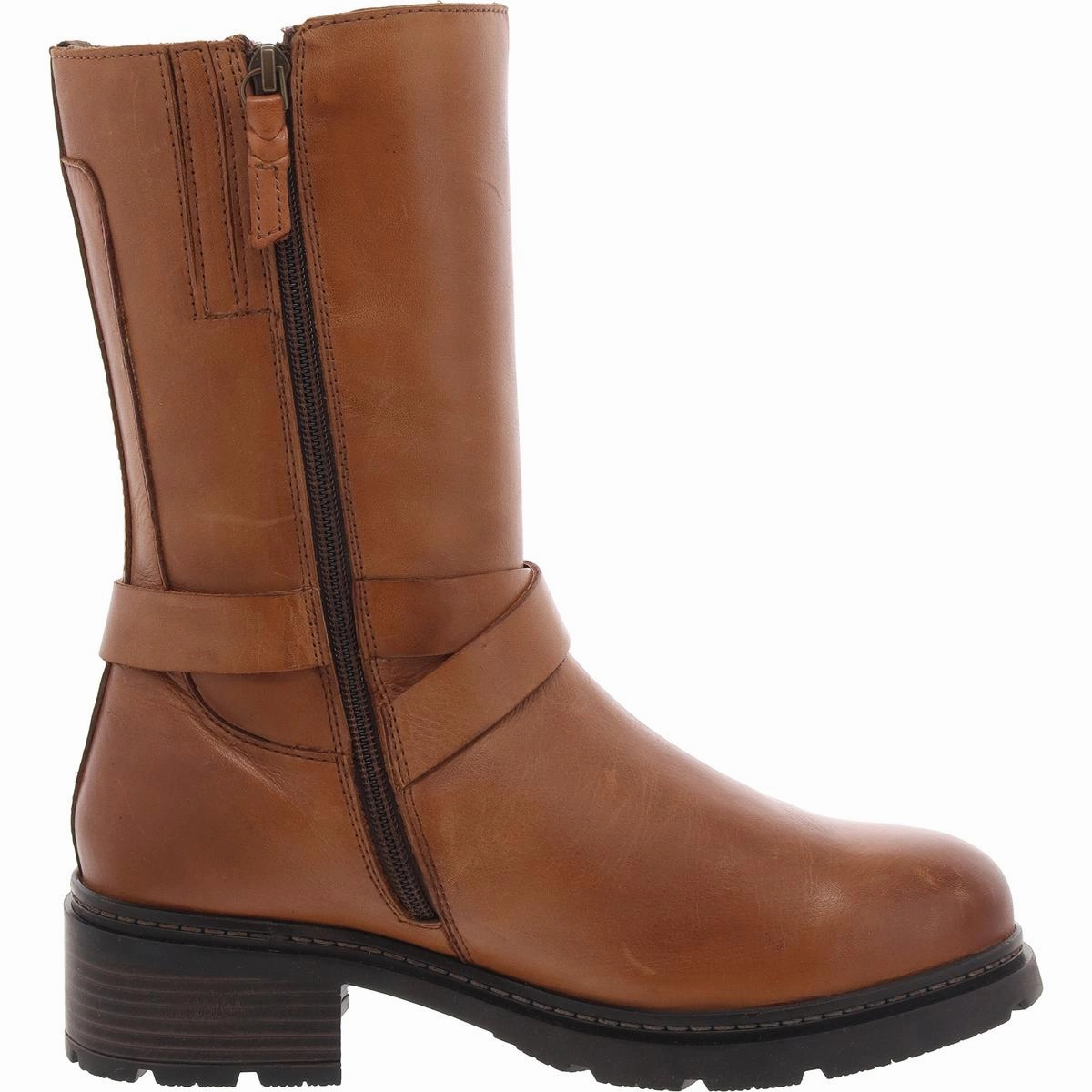 Womens Zipper Leather Knee-High Boots