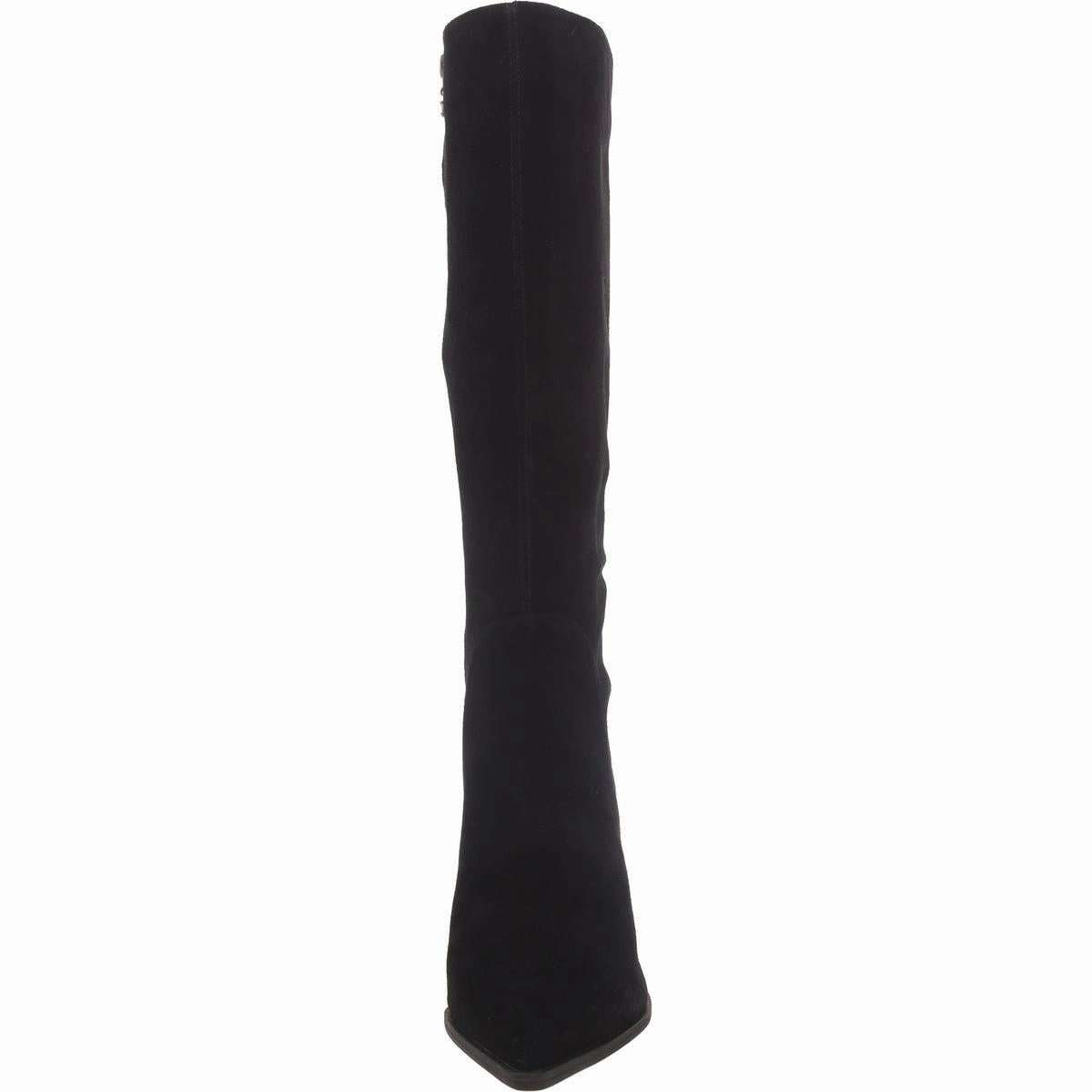 Yulia Womens Leather Pointed Toe Knee-High Boots