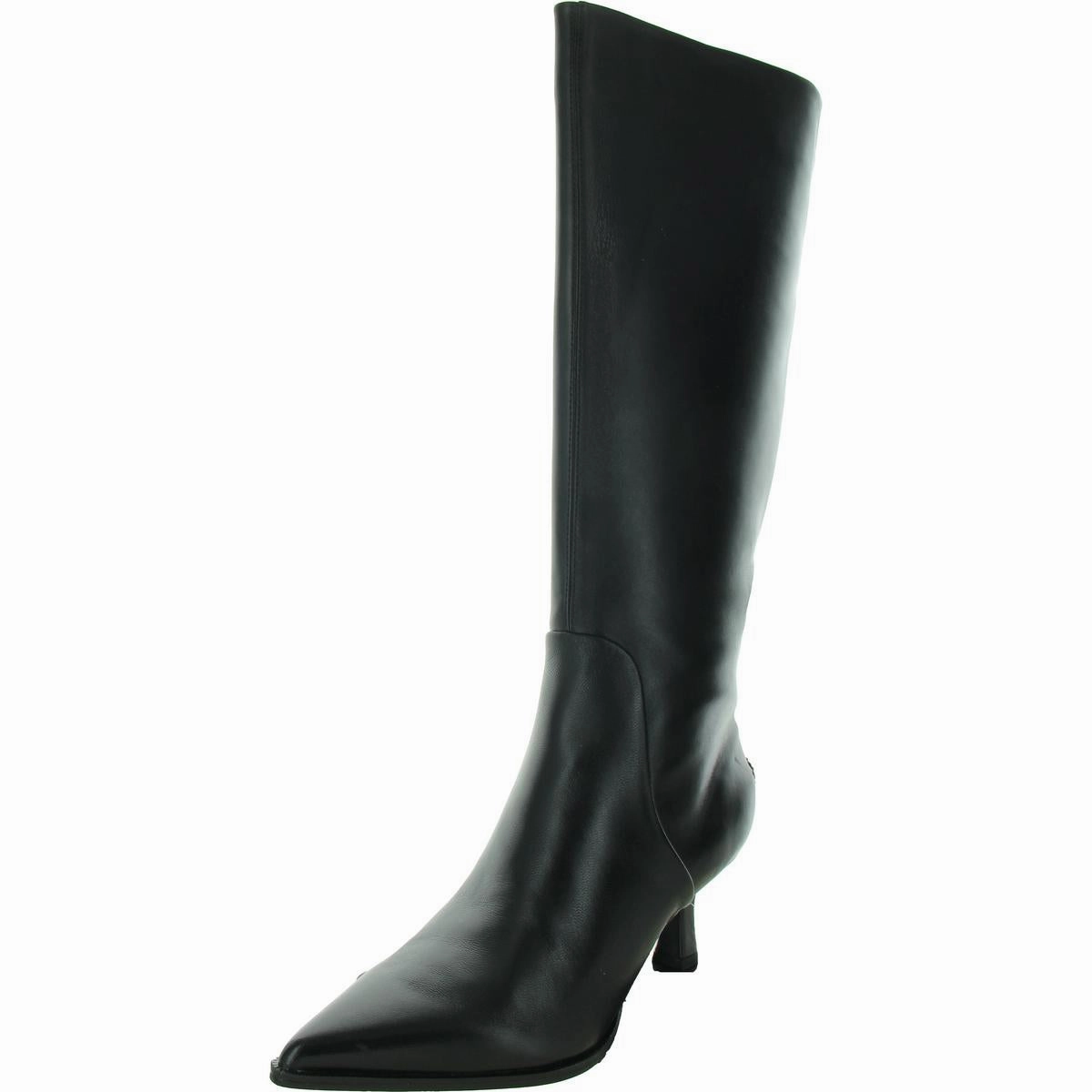 Yulia Womens Leather Pointed Toe Knee-High Boots