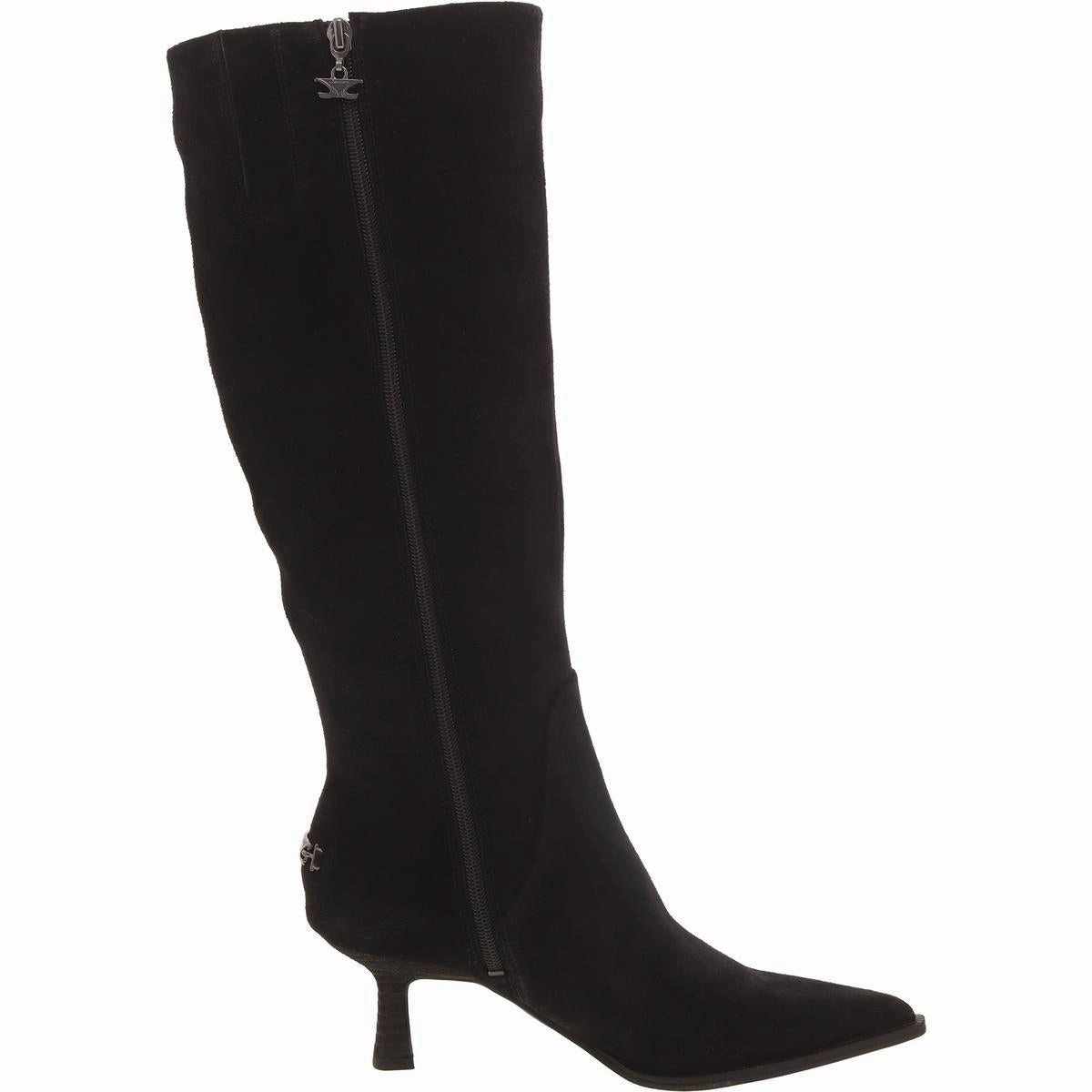 Yulia Womens Leather Pointed Toe Knee-High Boots