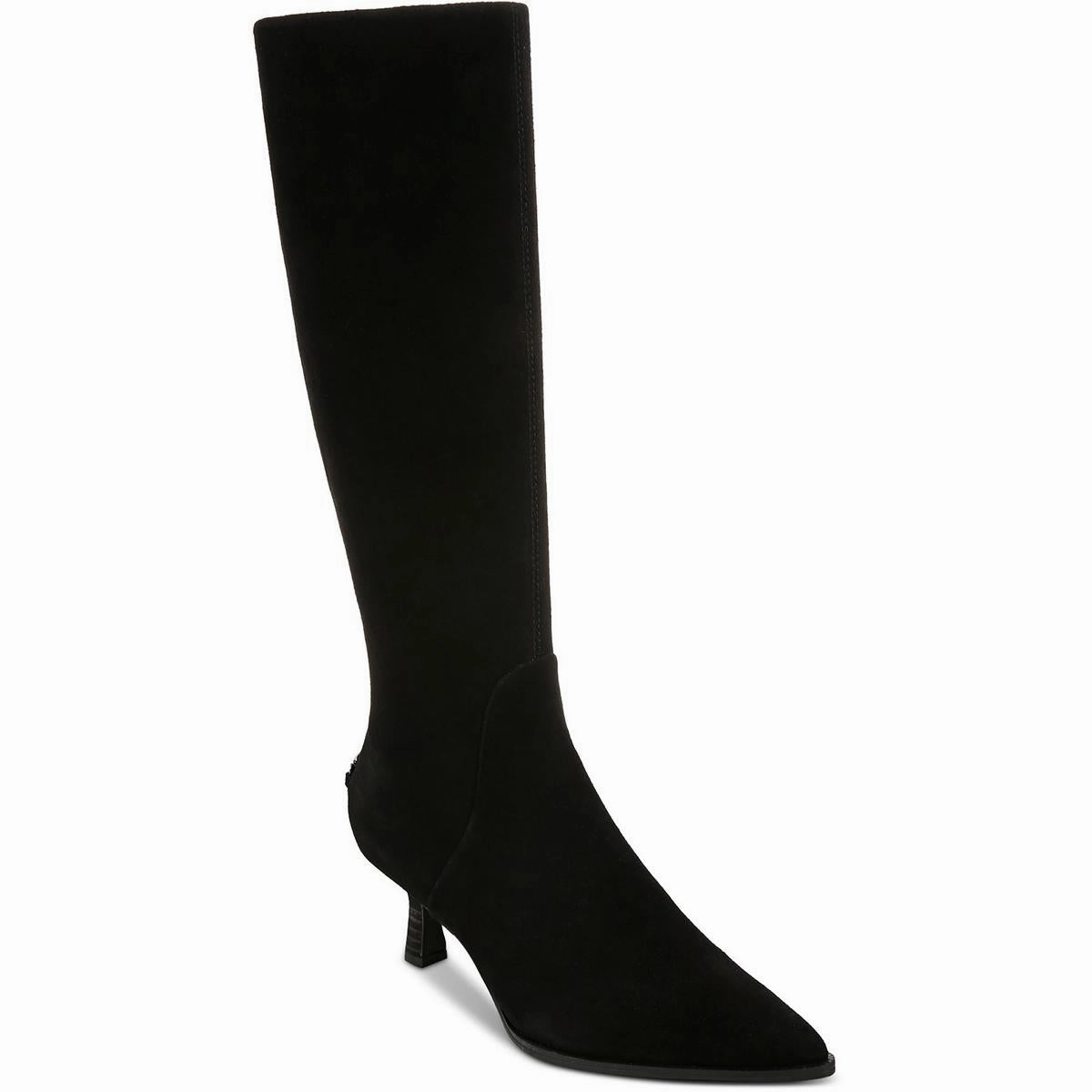 Yulia Womens Leather Pointed Toe Knee-High Boots