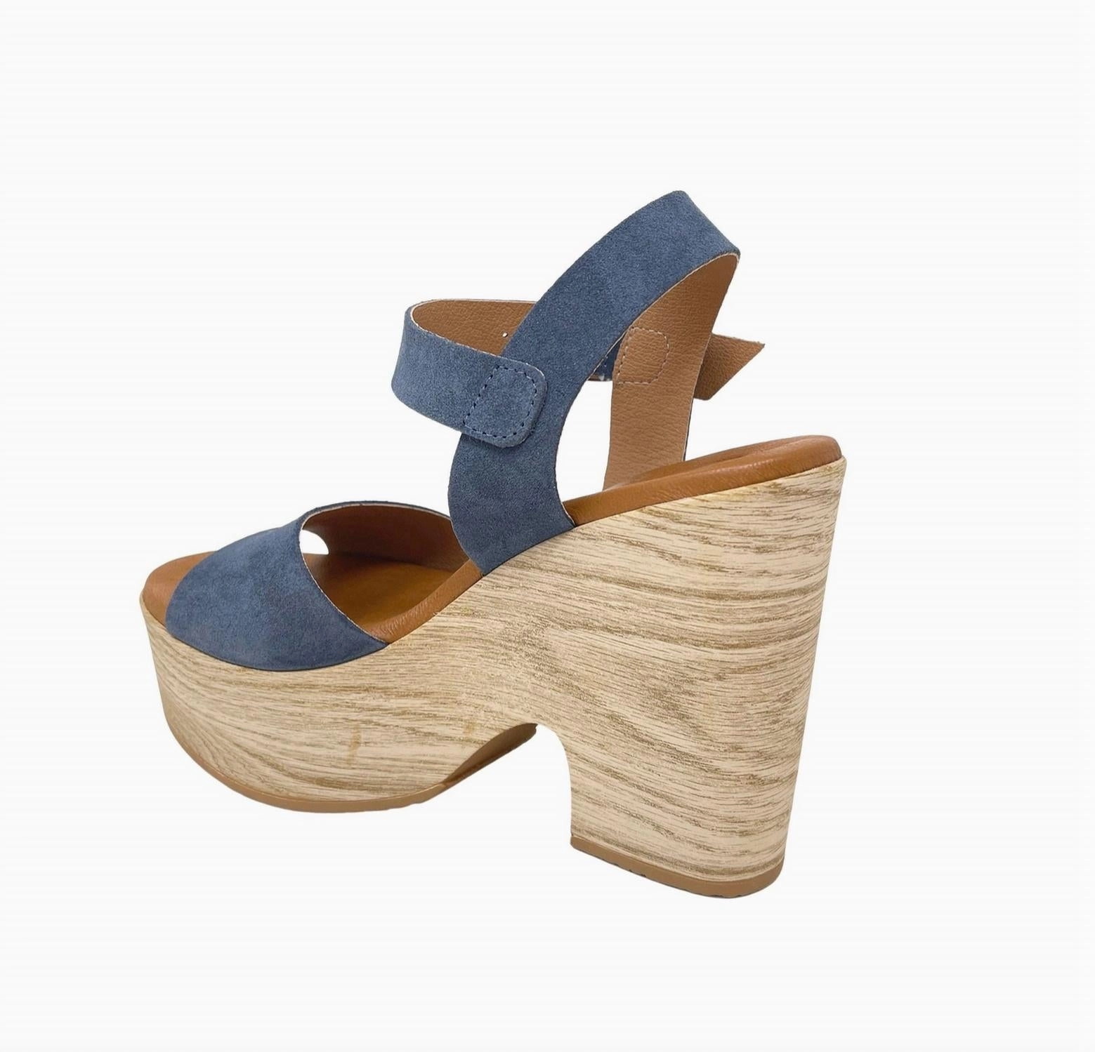 Zeo Blue Leather Platform Sandal